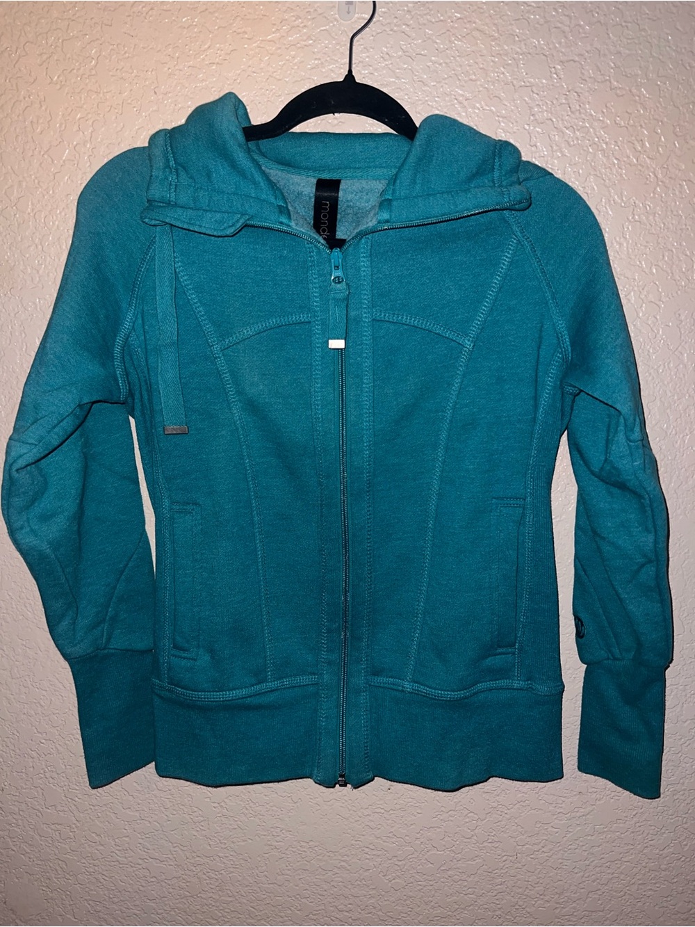 Mondetta Teal Zip-Front Hooded Sweatshirt